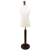 Children Kids Age 6-8 Years Tailors Dummy Mannequin, White Torso Bust with a Dark Wood Round Base